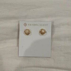 Kendra Scott Sand Dollar Gold and White Stud Earrings